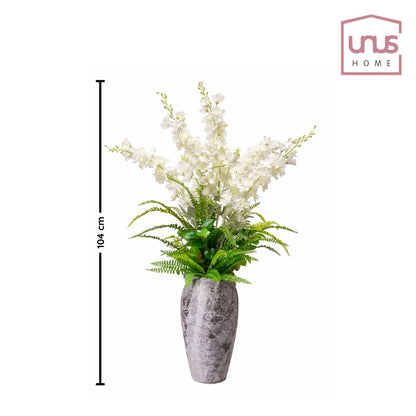 Kunstpflanze Weiß Grün mit Vase künstliches Blumengesteck 104 cm