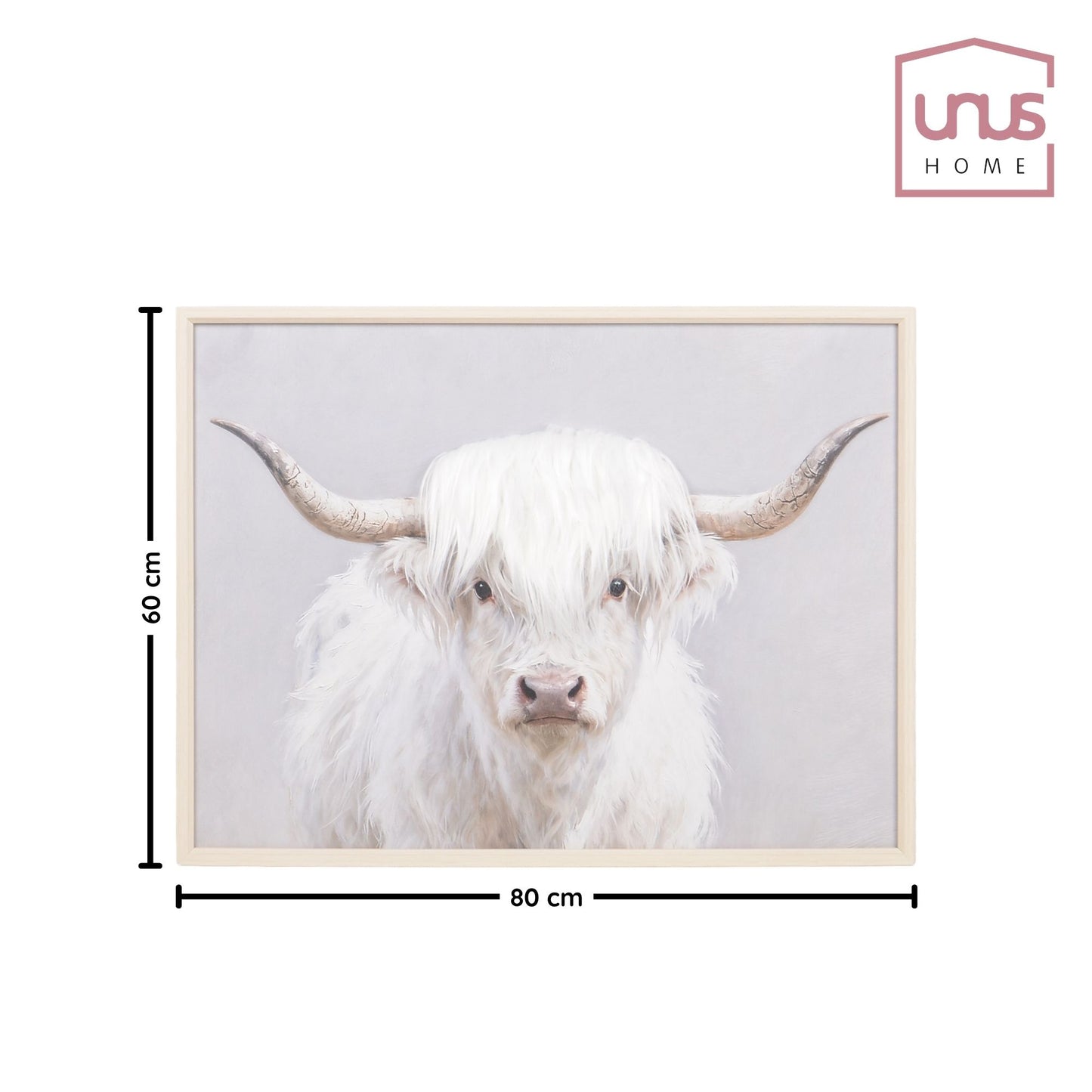 Wall Art 3D Hairfusion Kuh weiß mit Hörnern 60x80