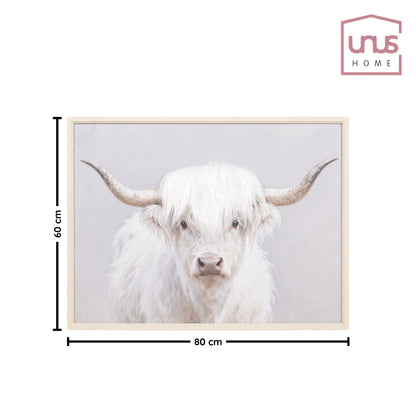 Wall Art 3D Hairfusion Kuh weiß mit Hörnern 60x80