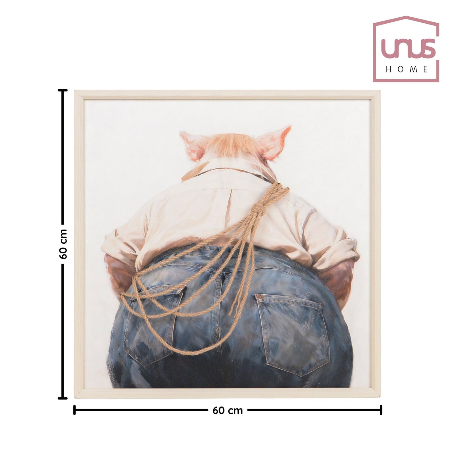 Wall Art 3D Hairfusion Schwein in Jeans 60x60