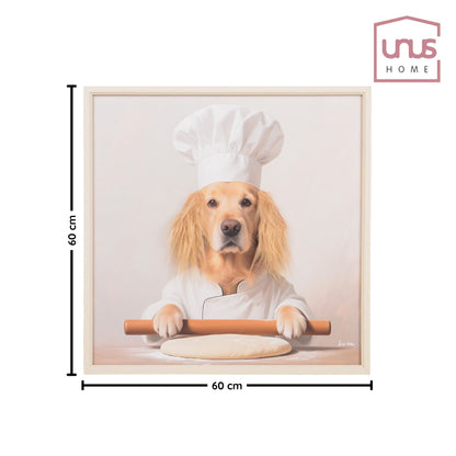 Wall Art 3D Hairfusion Golden Retriever mit Kochmütze 60x60