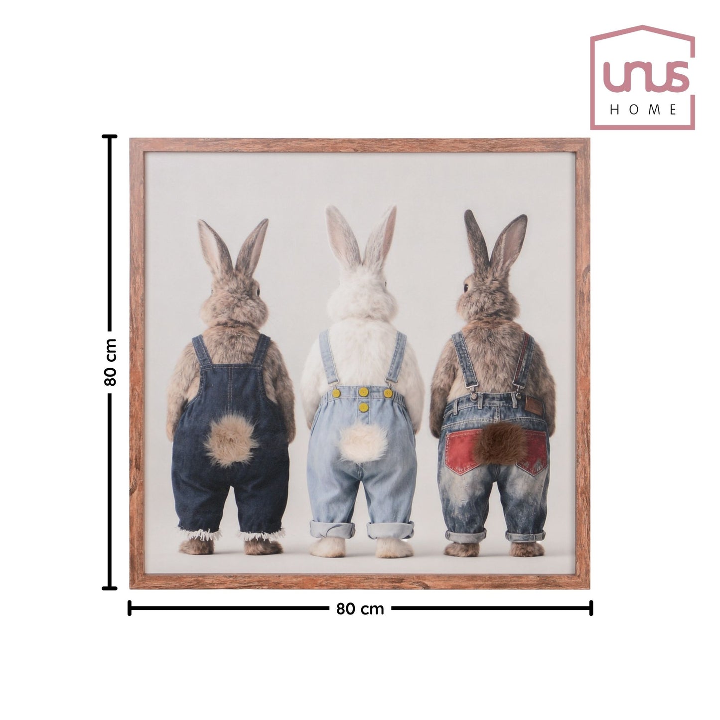 Wall Art 3D Hairfusion Hasen mit Latzhose 80x80