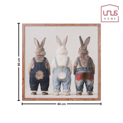 Wall Art 3D Hairfusion Hasen mit Latzhose 80x80