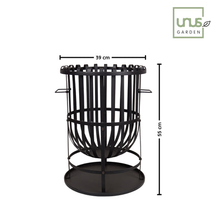 Feuerkorb Roko aus Metall schwarz mit Ascheschale Ø 46 cm