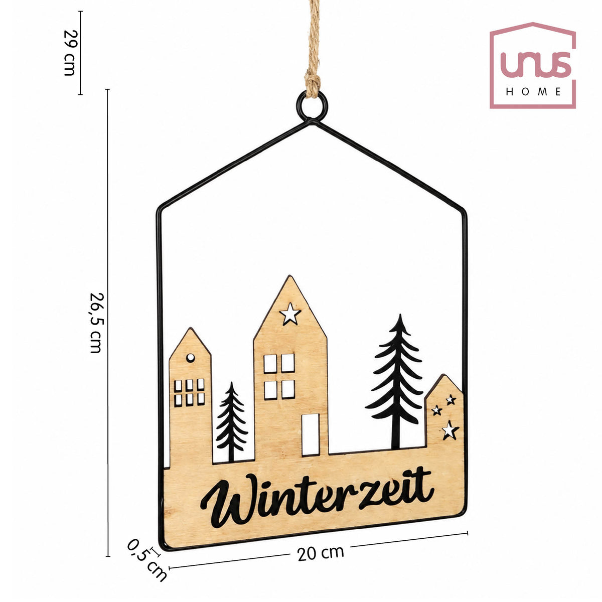 Aufhänger Elsa Winterzeit Haus aus Holz & Metall