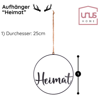 Metall-Aufhänger mit Schriftzug Heimat 25cm