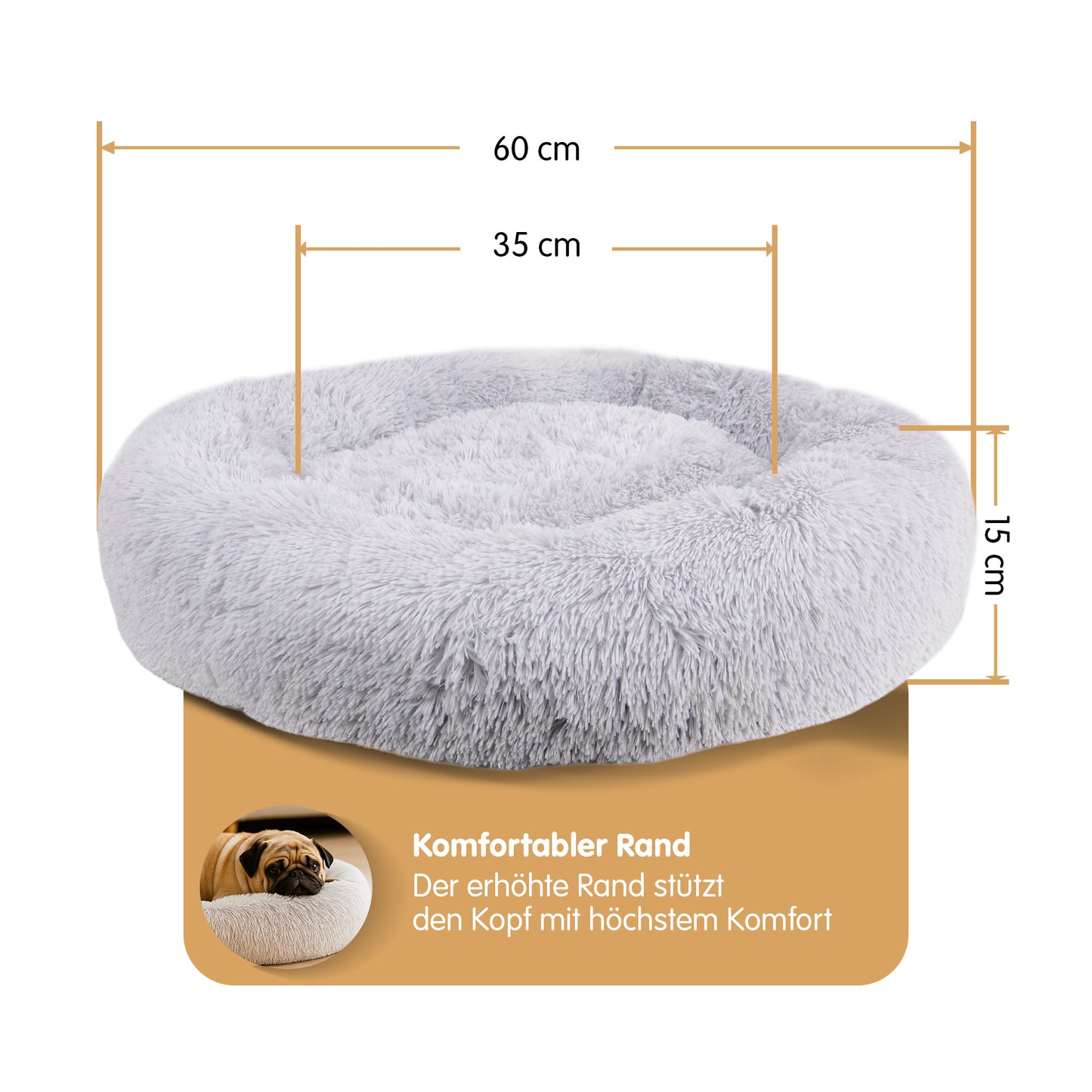 Haustierkissen Plüsch in grau