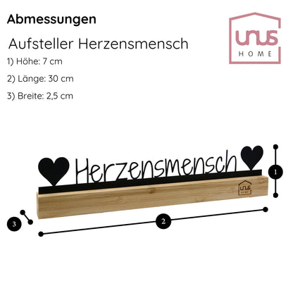 Aufsteller Schriftzug Herzensmensch Lieblingsmensch
