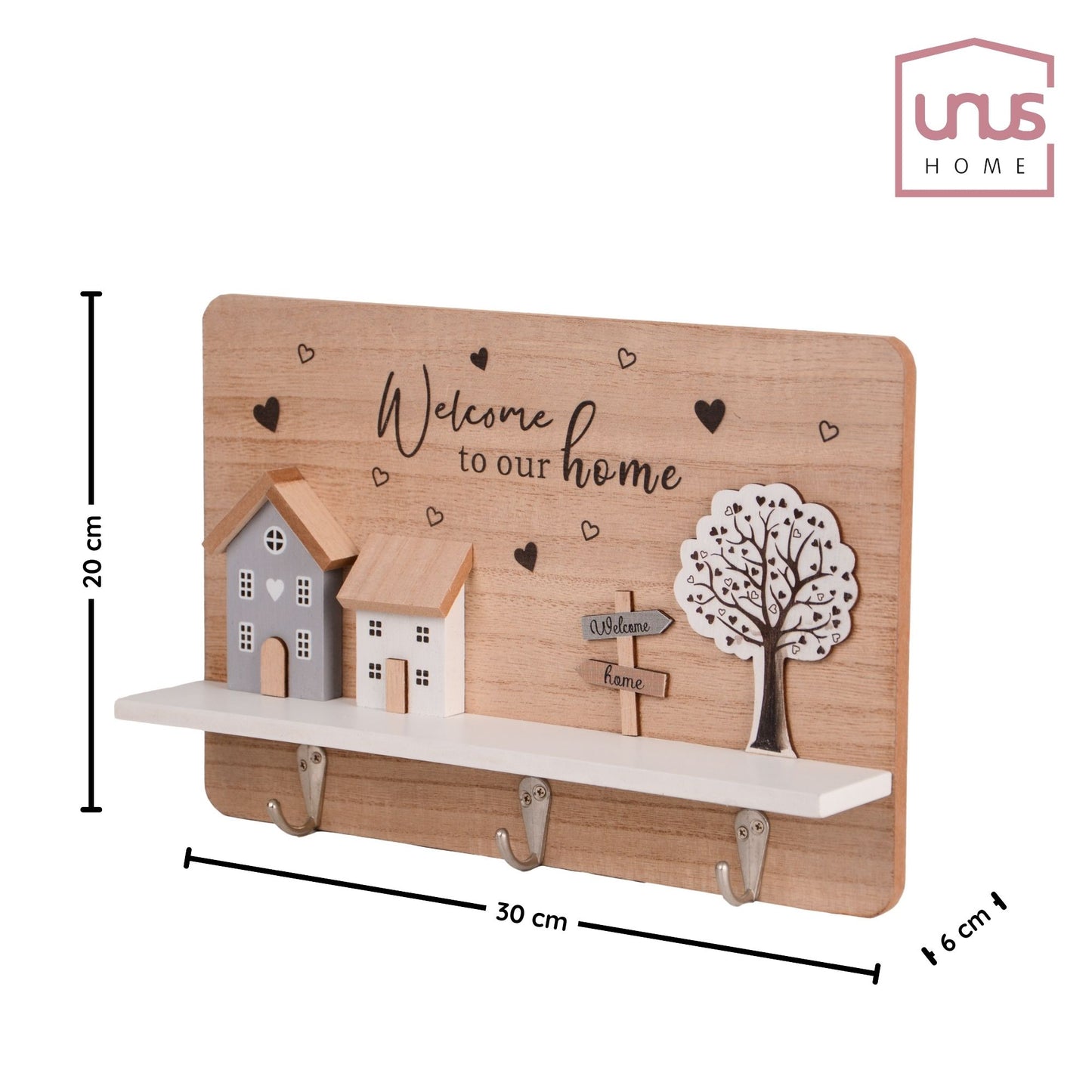 Schlüsselhalter "Welcome to our Home" aus Holz