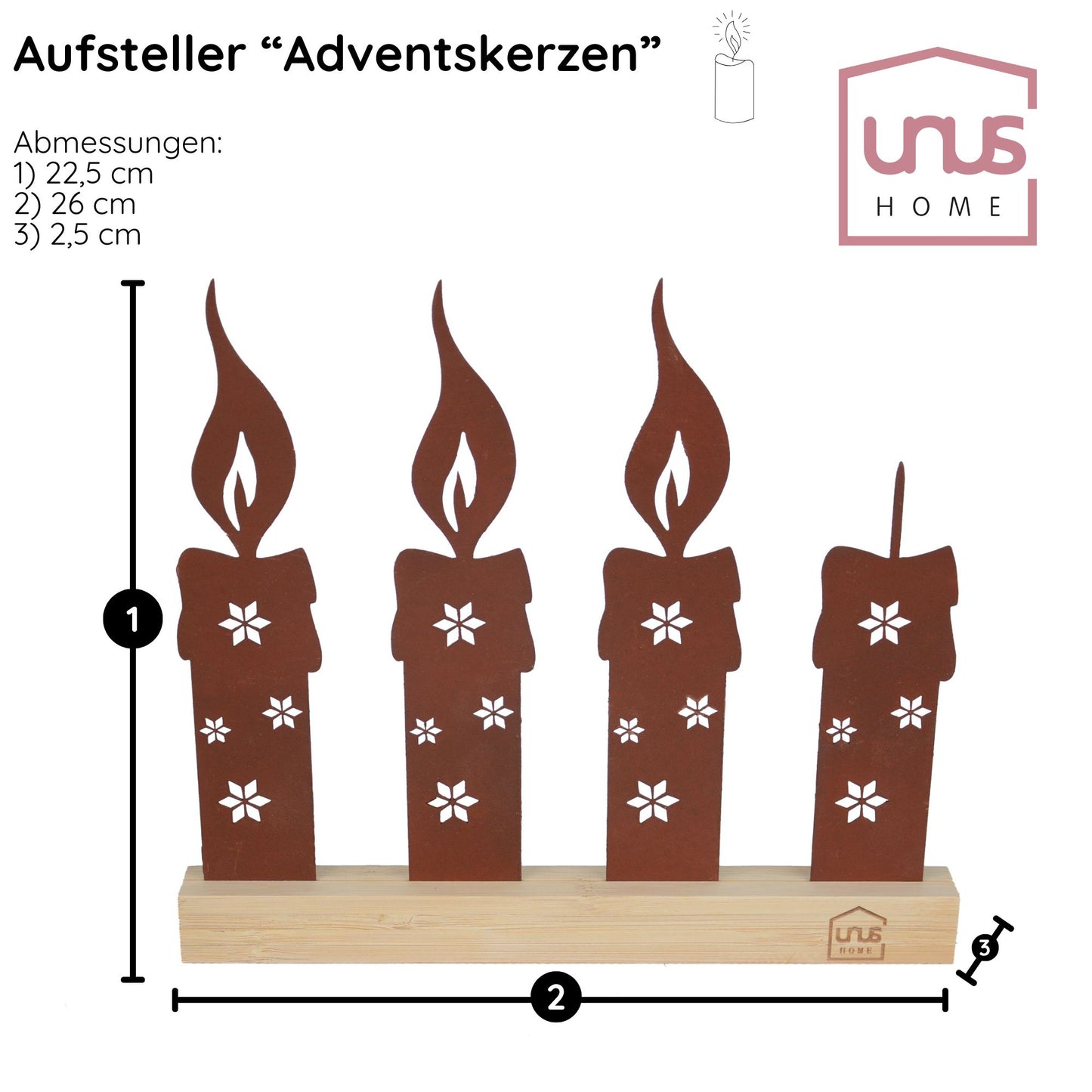Adventskerzen-Aufsteller im Rostdesign