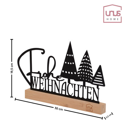 Aufsteller "Frohe Weihnachten" mit Tannenbäumen