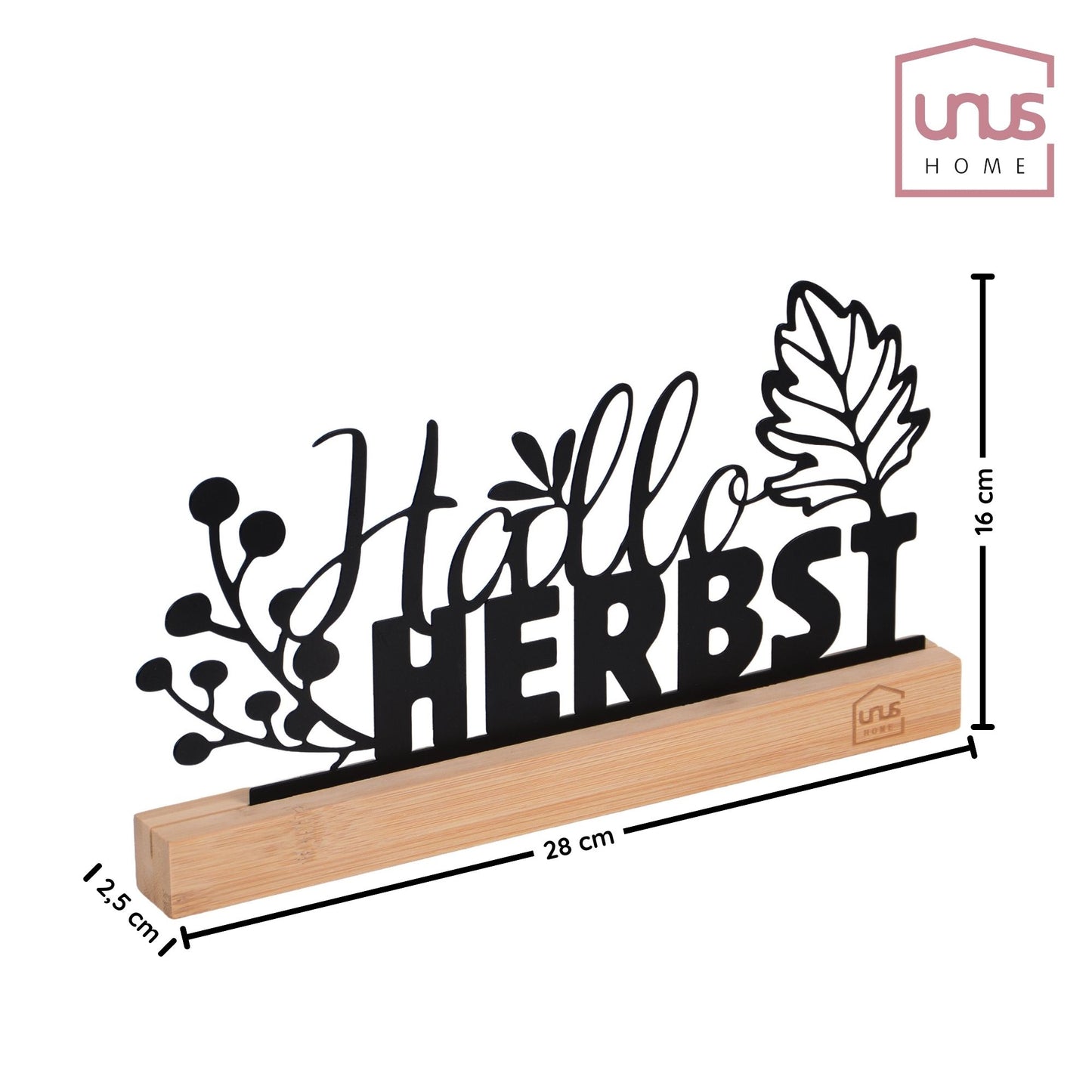 Aufsteller Metall "Hallo Herbst" in schwarz