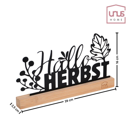 Aufsteller Metall "Hallo Herbst" in schwarz