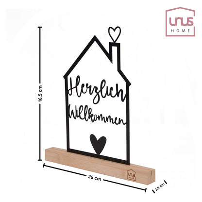 Aufsteller "Herzlich Willkommen" mit Unus Logo in weiß oder schwarz