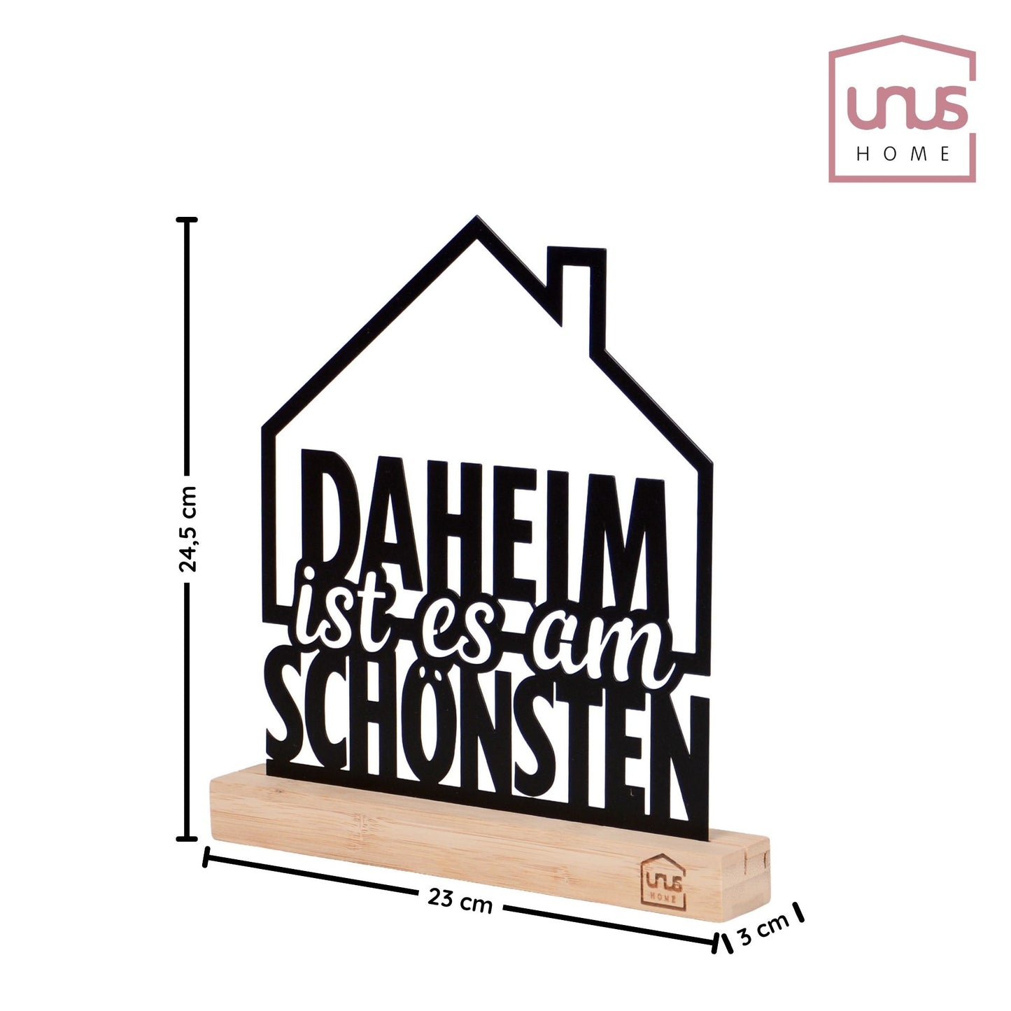 Aufsteller mit Text "Daheim ist es am schönsten"