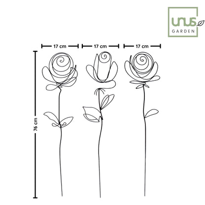 Metallkunst Stecker Rosen 3er Set in schwarz