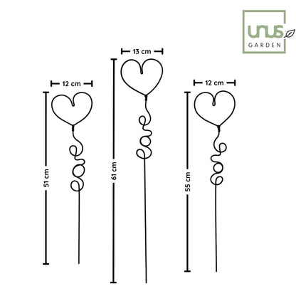 Metallkunst Stecker Herzen 3er Set in schwarz