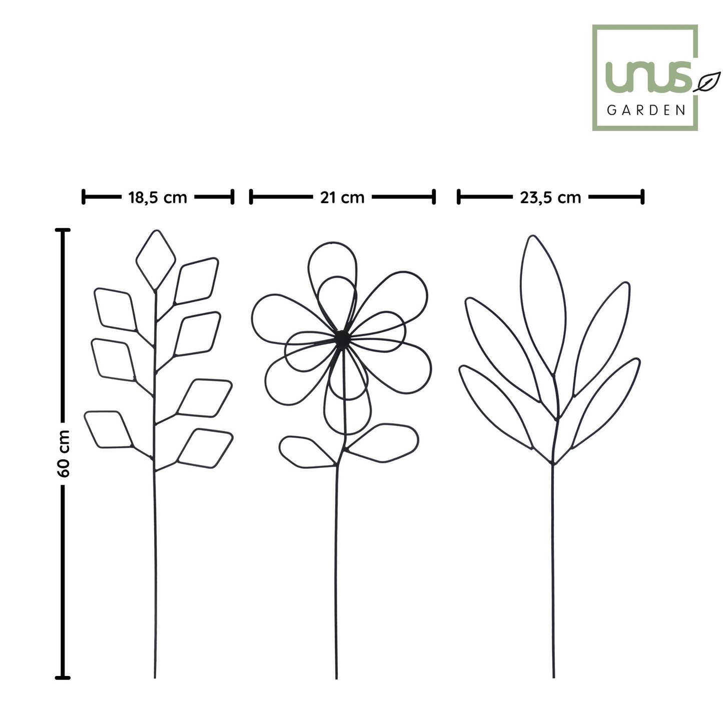 Metallkunst Stecker Blumen im 3er Set Wilma schwarz