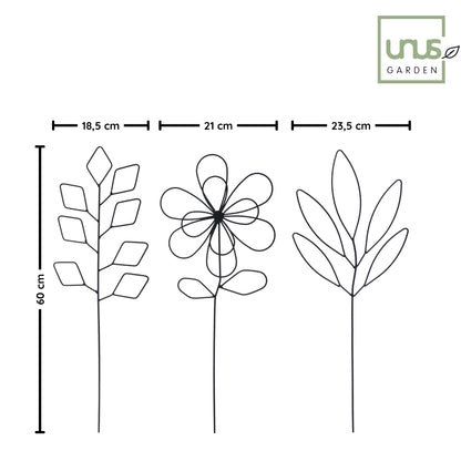 Metallkunst Stecker Blumen im 3er Set in schwarz