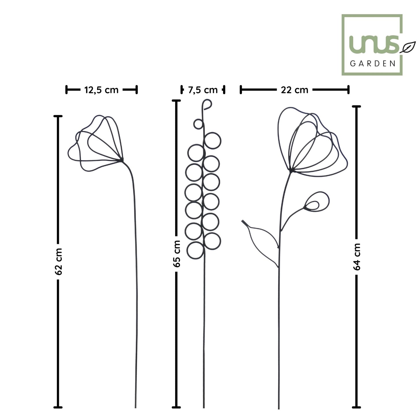 Metallkunst Stecker Blumen als 3er Set Fred schwarz