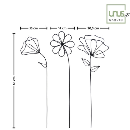 Metallkunst Stecker Blumen 3er Set Betty schwarz