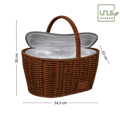 Einkaufskorb inklusive Kühltasche  in Rattan-Optik