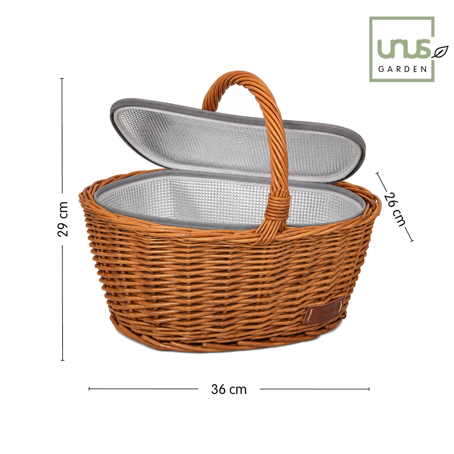 Einkaufskorb inklusive Kühltasche aus natürlicher Weide