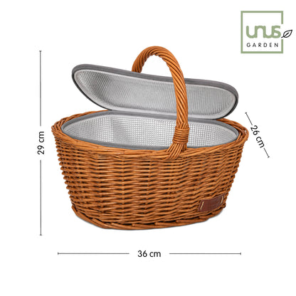 Einkaufskorb inklusive Kühltasche aus natürlicher Weide