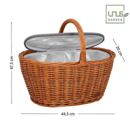 Einkaufskorb inklusive Kühltasche aus natürlicher Weide