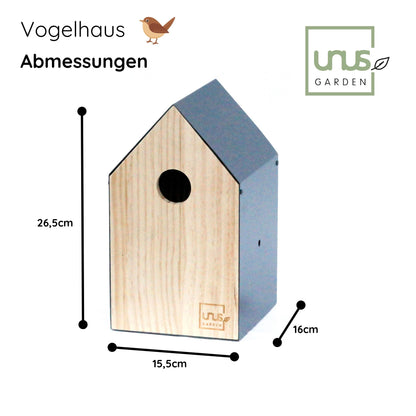 Vogelhaus Nistkasten viele Befestigungsmöglichkeiten grau