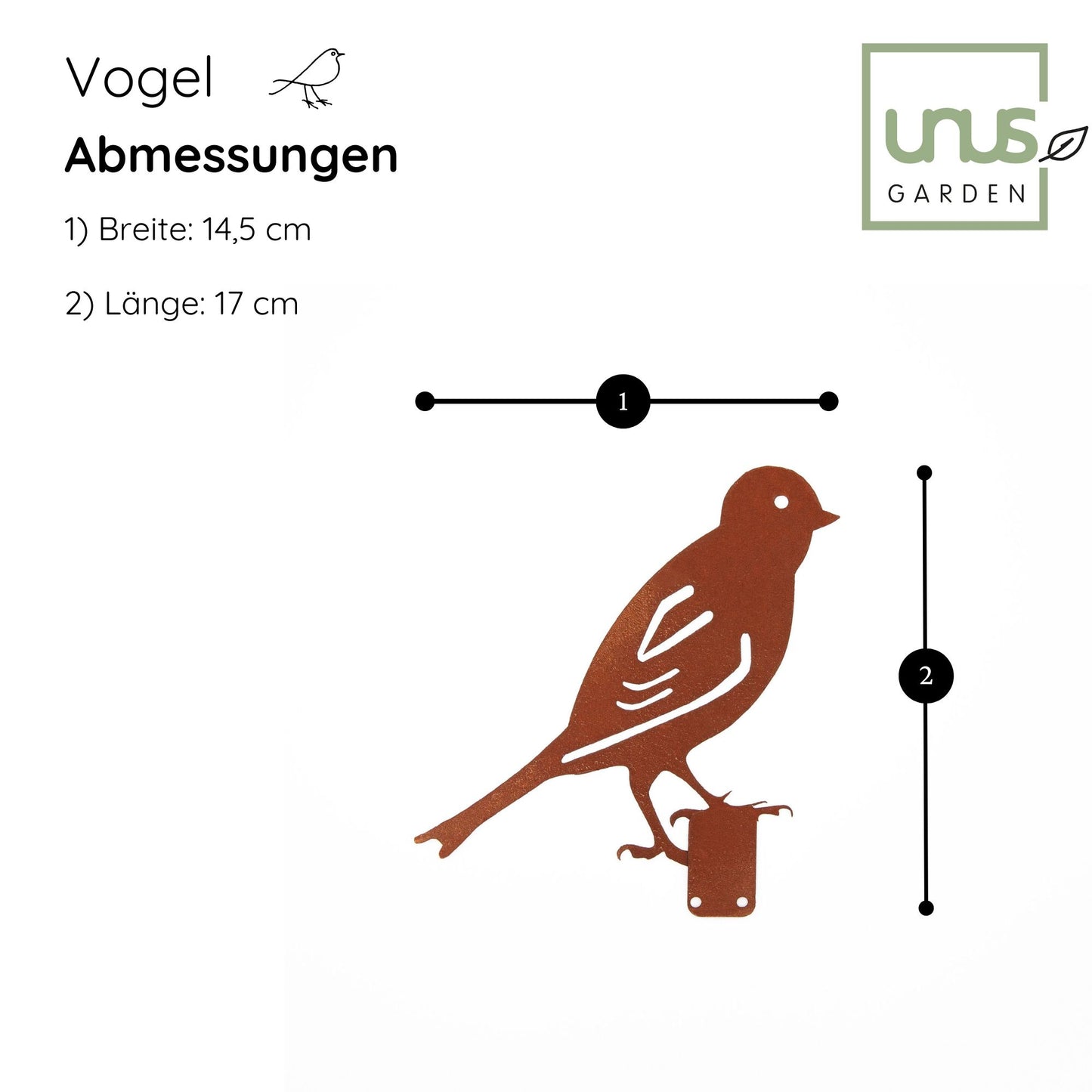 Baumstecker Rost Vögel 3er Set