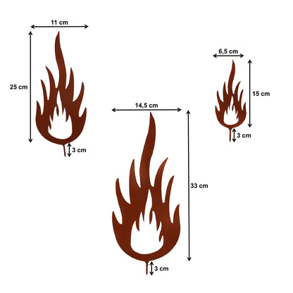 Gartenstecker Rost Flammen zum Schrauben 3er Set