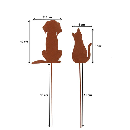 Gartenstecker Rost Hund und Katze 2er Set