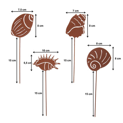 Gartenstecker Rost Muscheln 4er Set