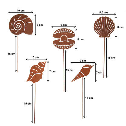 Gartenstecker Rost Muscheln 5er Set