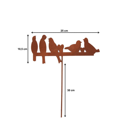 Gartenstecker Rost 5 Vögel