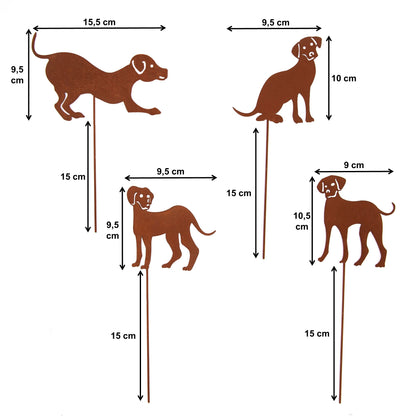 Gartenstecker Rost Hunde 4er Set