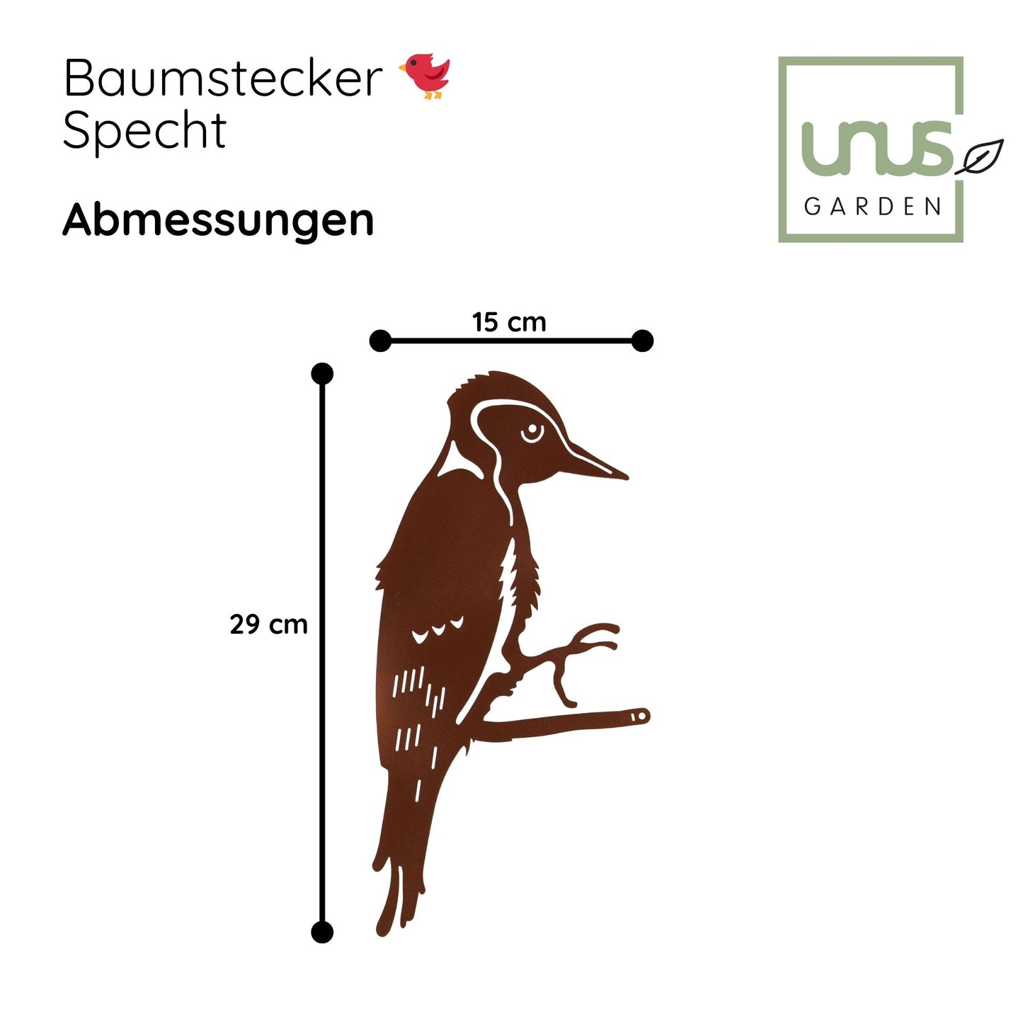 Baumstecker Specht Rostoptik