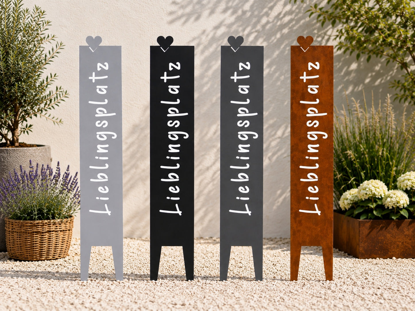 Gartenschild Lieblingsplatz 4 verschiedene Farben