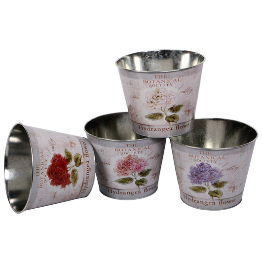 Topf Zink rund Hortensie 4er Set