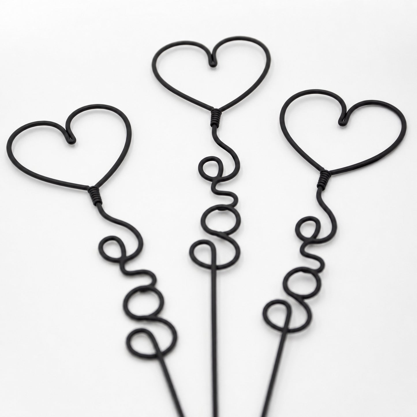 Metallkunst Stecker Herzen 3er Set in schwarz