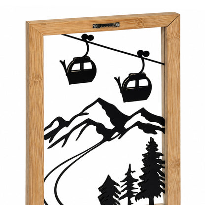 Wandbild Moritz mit Bambus Rahmen Ski Resort