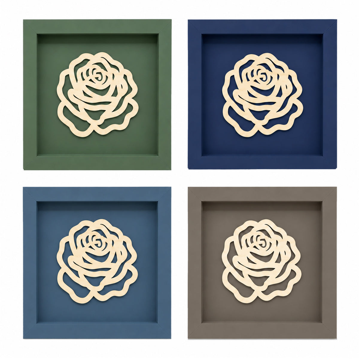 Holz Bilderrahmen 3D Rose in verschiedenen Farben