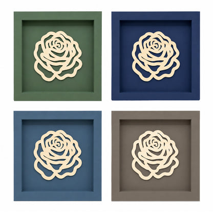 Holz Bilderrahmen 3D Rose in verschiedenen Farben