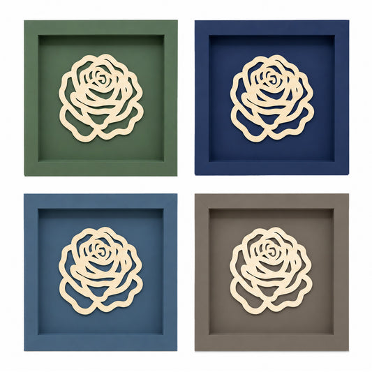 Holz Bilderrahmen 3D Rose in verschiedenen Farben
