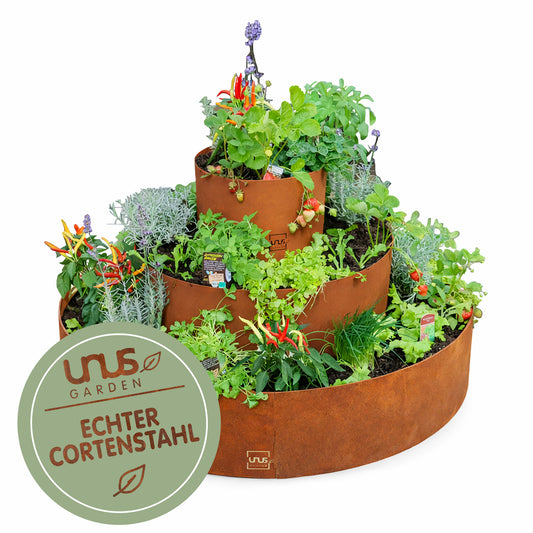 Kräuterschnecke Kräuterspirale aus Cortenstahl Rost