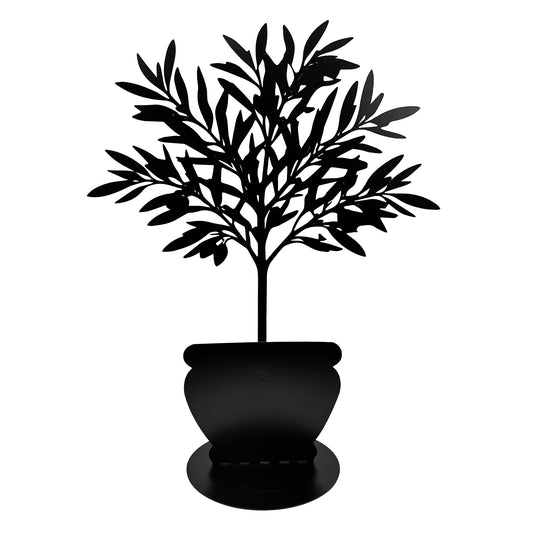Aufsteller "Mio" Olivenbaum Silhouette Metall
