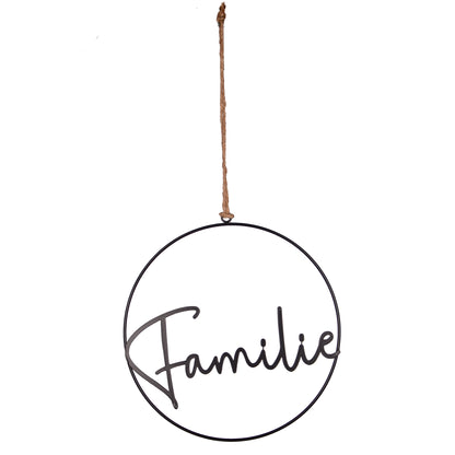 Metall-Aufhänger mit Schriftzug Familie 25cm
