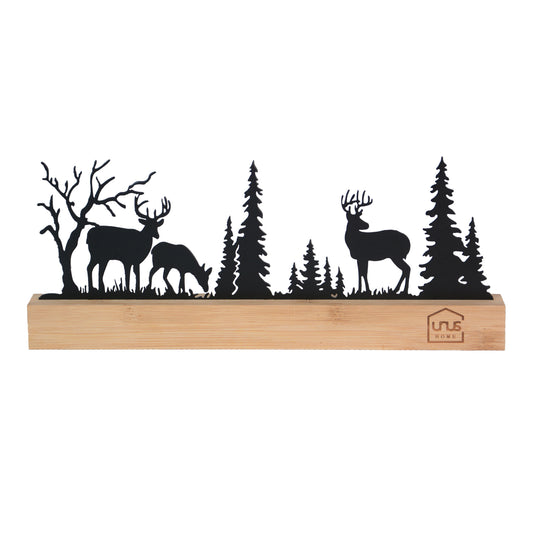 Aufsteller Wald mit 3 Hirschen Silhouette