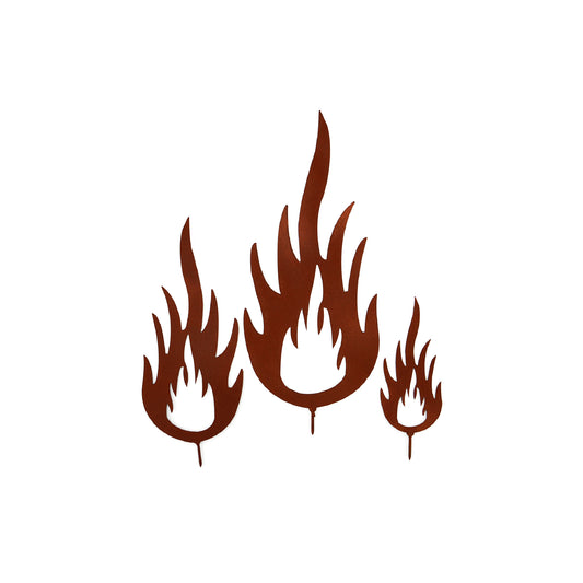 Gartenstecker Rost Flammen zum Schrauben 3er Set